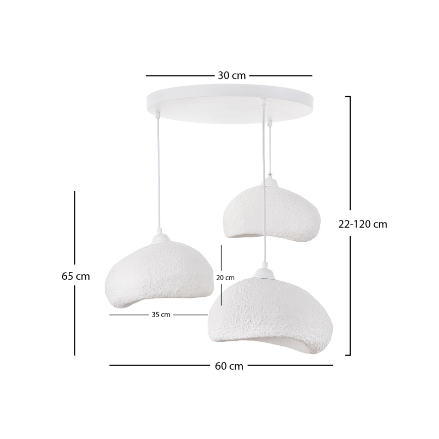 Brilagi - Ripustettava kattovalaisin köydellä WABI SABI 3xE27/40W/230V Ø 60 cm valkoinen