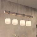 BRILAGI - Ripustettava kattovalaisin WOOD GLASS 4xE27/60W/230V mänty/harmaa/valkoinen
