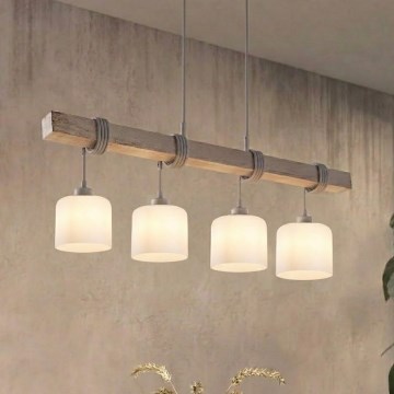 BRILAGI - Ripustettava kattovalaisin WOOD GLASS 4xE27/60W/230V mänty/harmaa/valkoinen
