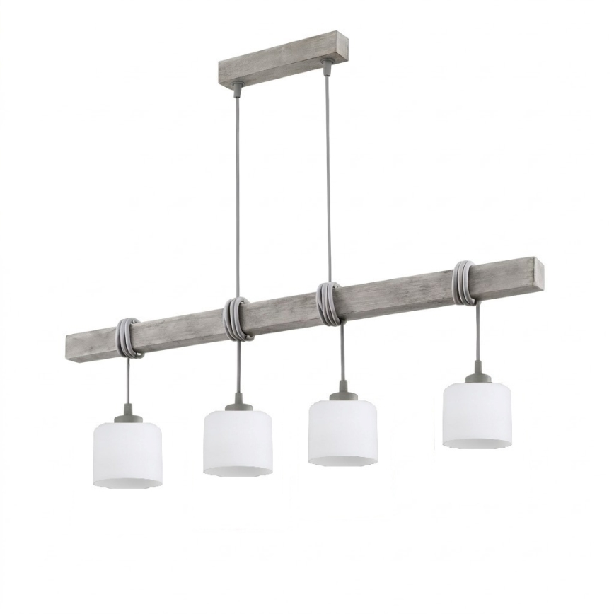 BRILAGI - Ripustettava kattovalaisin WOOD GLASS 4xE27/60W/230V mänty/harmaa/valkoinen
