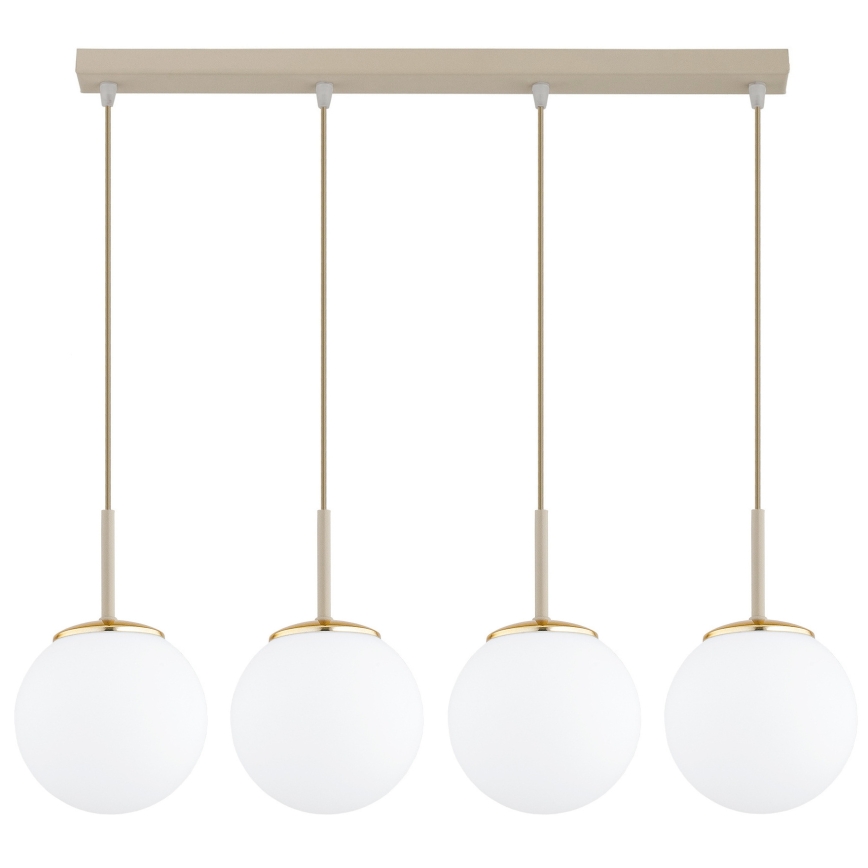 Brilagi - Ripustettava vaijerivalaisin MILO 4xE27/60W/230V beige/kultainen