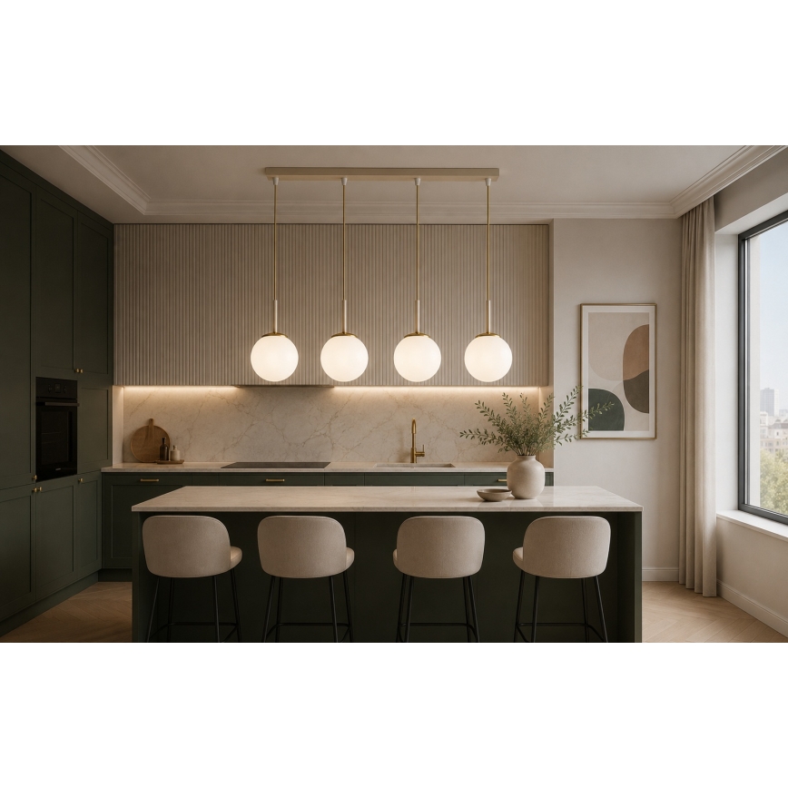 Brilagi - Ripustettava vaijerivalaisin MILO 4xE27/60W/230V beige/kultainen