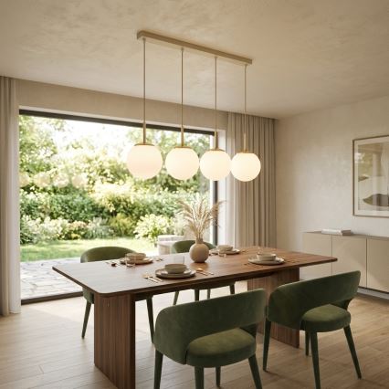 Brilagi - Ripustettava vaijerivalaisin MILO 4xE27/60W/230V beige/kultainen