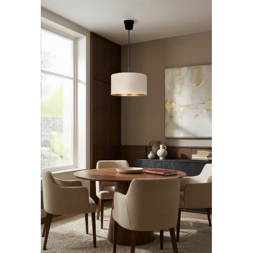 Brilagi - Ripustettava valaisin vaijerilla VELVET 1xE27/60W/230V Ø 40 cm kerma/kulta