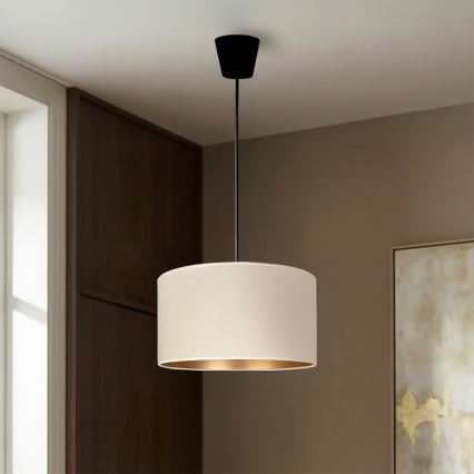 Brilagi - Ripustettava valaisin vaijerilla VELVET 1xE27/60W/230V Ø 40 cm kerma/kulta