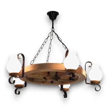 Brilagi - ROATA riippuvalaisin ketjulla, 5×E14 (max. 40 W), 230 V, halkaisija 70 cm, pyökki