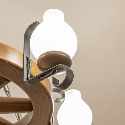 Brilagi - ROATA-riippuvalaisin ketjulla, 6 x E14 (max 40 W), 230 V, Ø 70 cm, pyökki/pähkinä