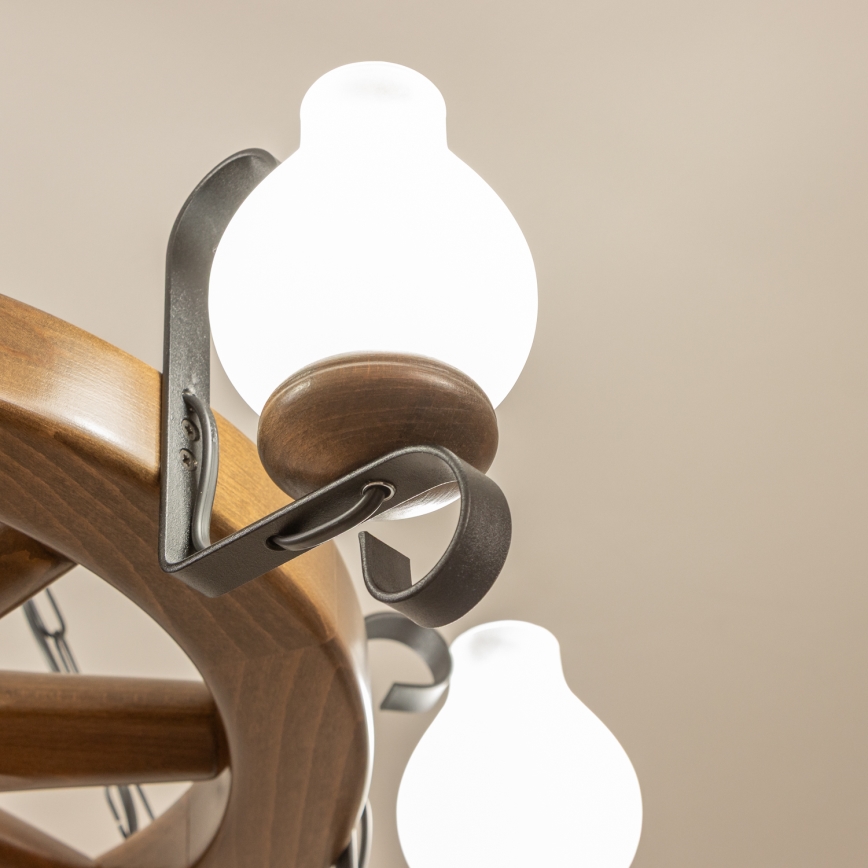 Brilagi - ROATA-riippuvalaisin ketjulla, 6 x E14 (max 40 W), 230 V, Ø 70 cm, pyökki/pähkinä