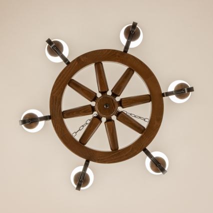 Brilagi - ROATA-riippuvalaisin ketjulla, 6 x E14 (max 40 W), 230 V, Ø 70 cm, pyökki/pähkinä