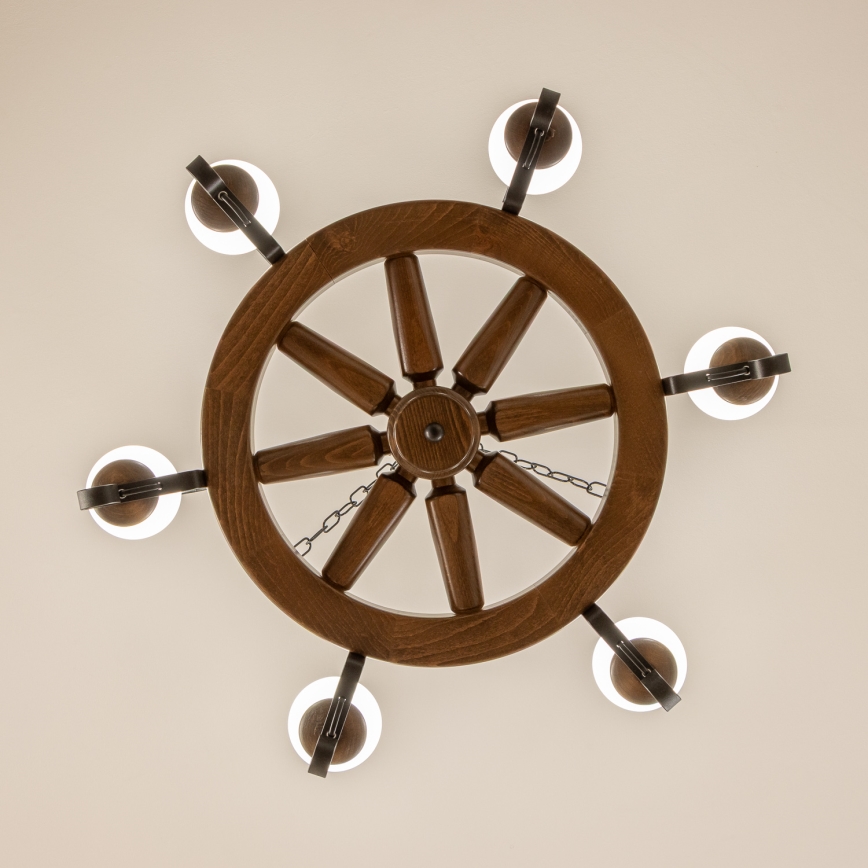 Brilagi - ROATA-riippuvalaisin ketjulla, 6 x E14 (max 40 W), 230 V, Ø 70 cm, pyökki/pähkinä