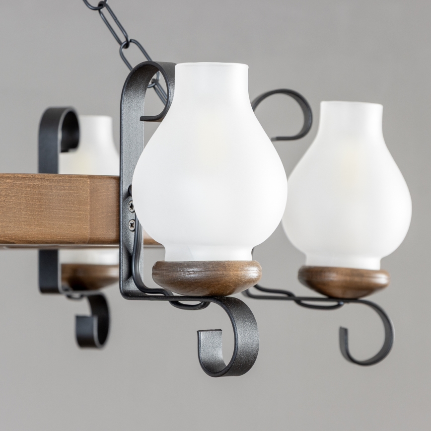 Brilagi - ROATA-riippuvalaisin ketjulla, 6 x E14 (max 40 W), 230 V, Ø 70 cm, pyökki/pähkinä