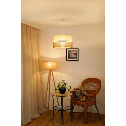 Brilagi - Kattovalaisin köydellä ROYAL YUTE 1xE27/15W/230V halkaisija 40 cm beige/kerma