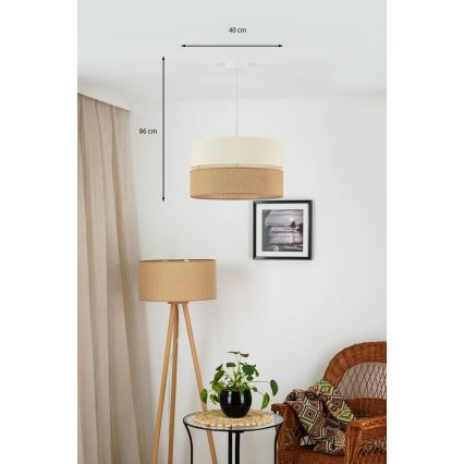 Brilagi - Kattovalaisin köydellä ROYAL YUTE 1xE27/15W/230V halkaisija 40 cm beige/kerma