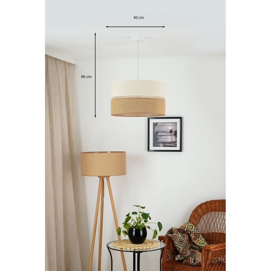 Brilagi - Kattovalaisin köydellä ROYAL YUTE 1xE27/15W/230V halkaisija 40 cm beige/kerma