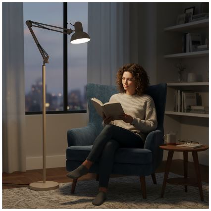 Brilagi - Säädettävä lattiavalaisin TASKER 1xE27/60W/230V 184 cm beige