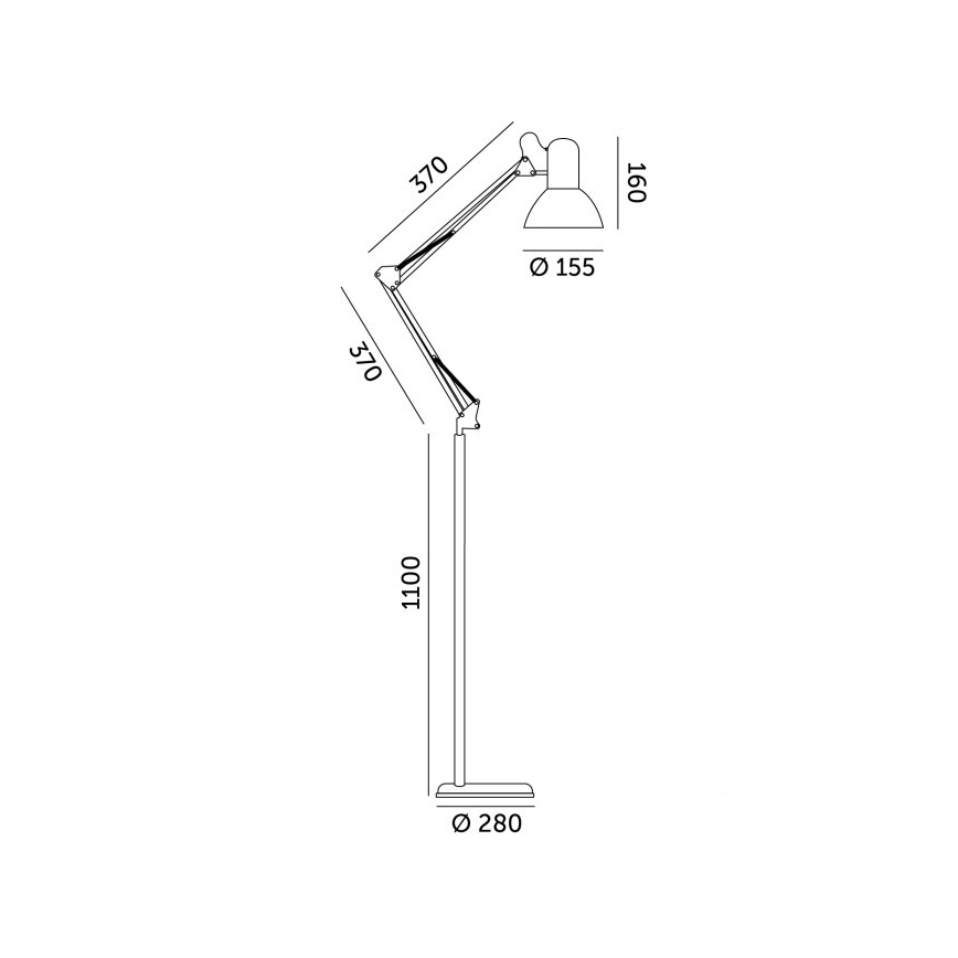 Brilagi - Säädettävä lattiavalaisin TASKER 1xE27/60W/230V 184 cm valkoinen