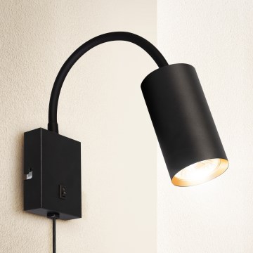 Brilagi - Säädettävä seinävalaisin kytkimellä SELE 1xGU10/30W/230V musta/kulta