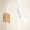 Brilagi - Säädettävä seinävalaisin kytkimellä SELE 1xGU10/30W/230V valkoinen/tammi-dekori