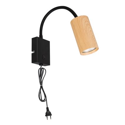 BRILAGI - Säädettävä seinävalaisin kytkimellä SELE 1xGU10/30W/230V musta/tammi-dekori