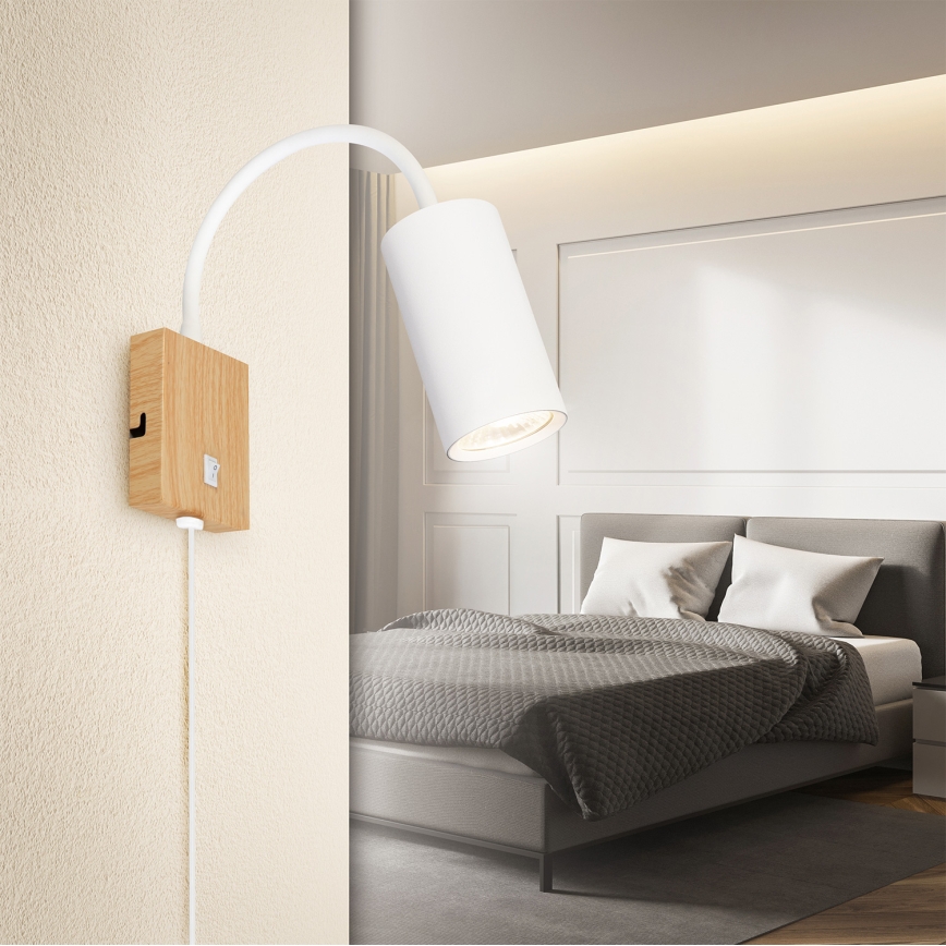 Brilagi - Säädettävä seinävalaisin SELE 1xGU10/30W/230V valkoinen/tammi-dekori