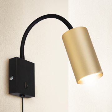 Brilagi - Säädettävä seinävalaisin virtakytkimellä SELE 1xGU10/30W/230V musta/kulta