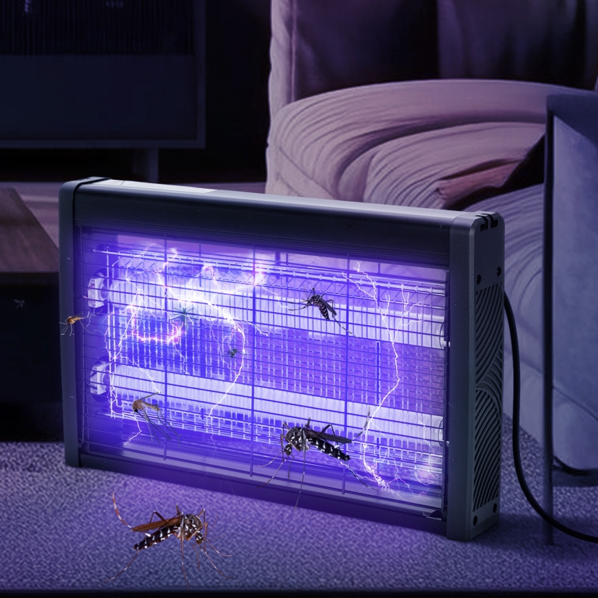 Brilagi - Sähköinen hyönteisansa 2×UV/10W/230V 60 m² musta