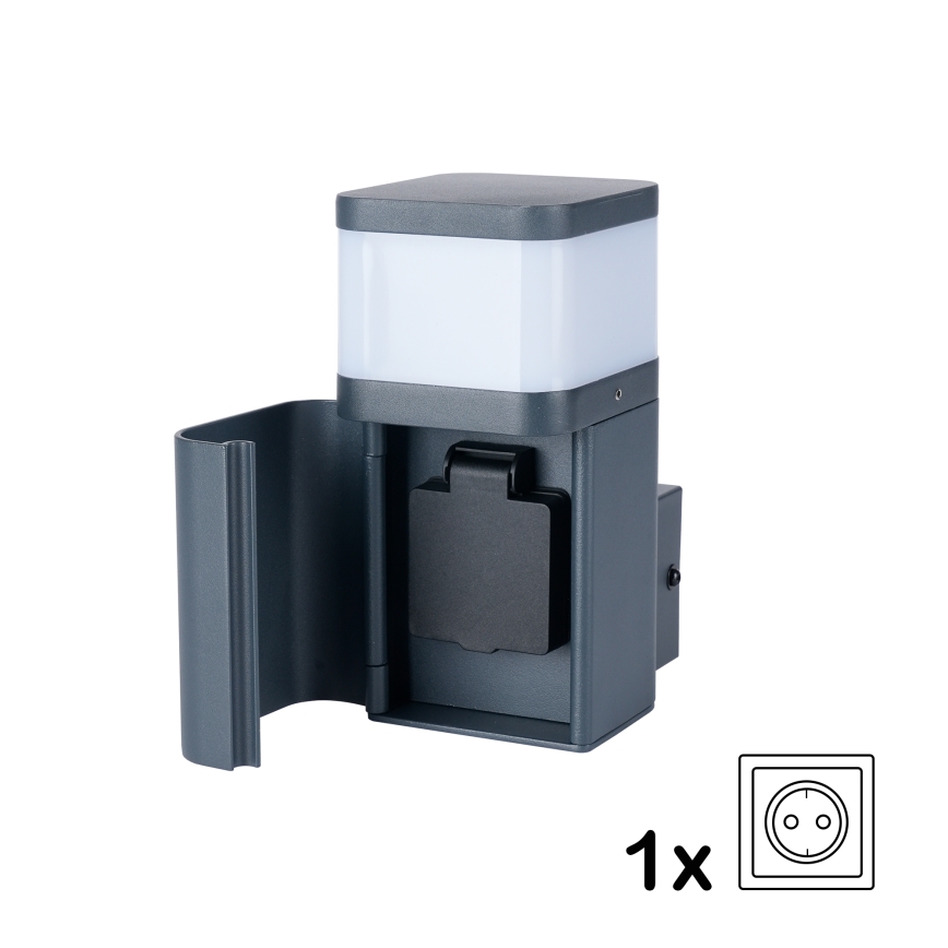 Brilagi - ulkoseinävalaisin SCHUKO-pistorasialla PILLAR 1xG9/11W/230V IP44, antrasiitti