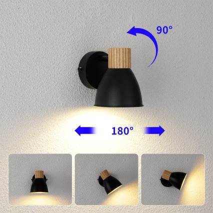 Brilagi - Seinään asennettava kohdevalaisin ODENSE 1xE14/10W/230V puu/musta