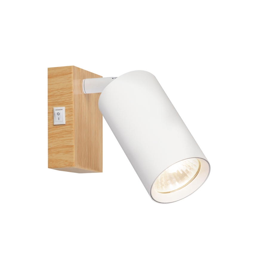 BRILAGI - Seinäkohdevalaisin kytkimellä SELE 1xGU10/30W/230V valkoinen/tammi