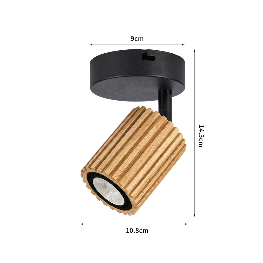 Brilagi - Seinään kiinnitettävä kohdevalaisin MODERN WOOD 1xGU10/8W/230V kumipuu/musta