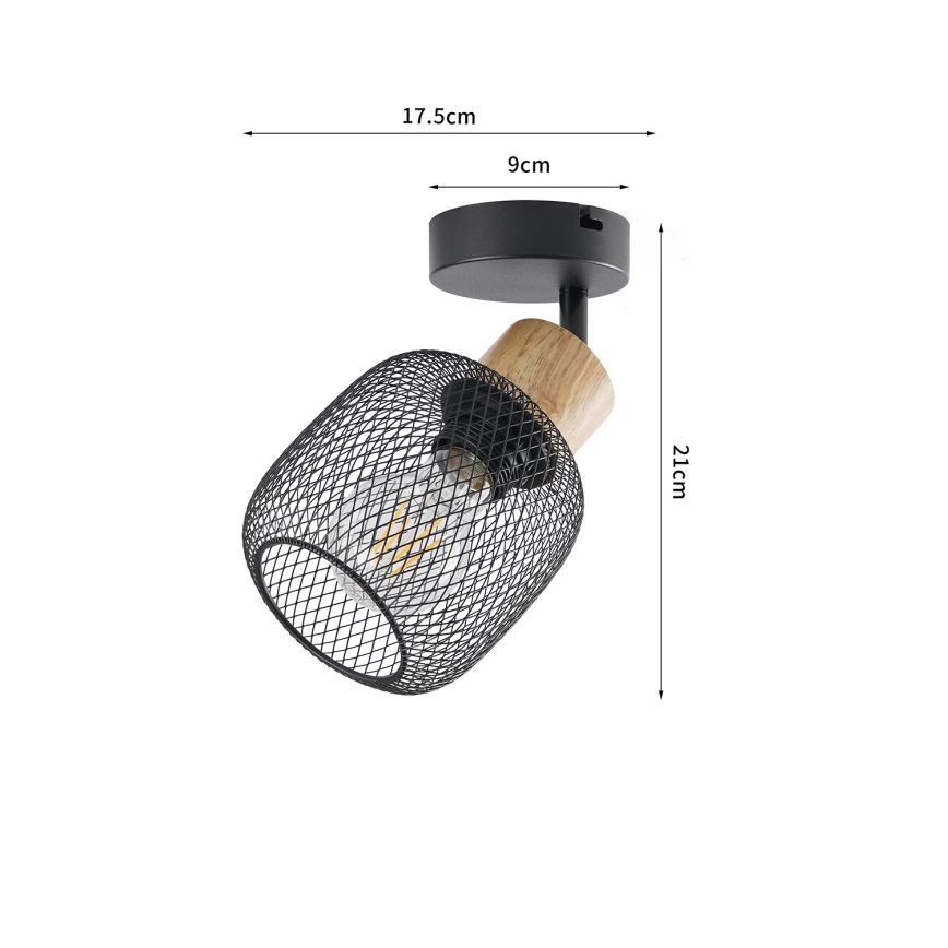Brilagi - Seinäkohdevalaisin BASKLITE 1xE27/15W/230V puu/musta