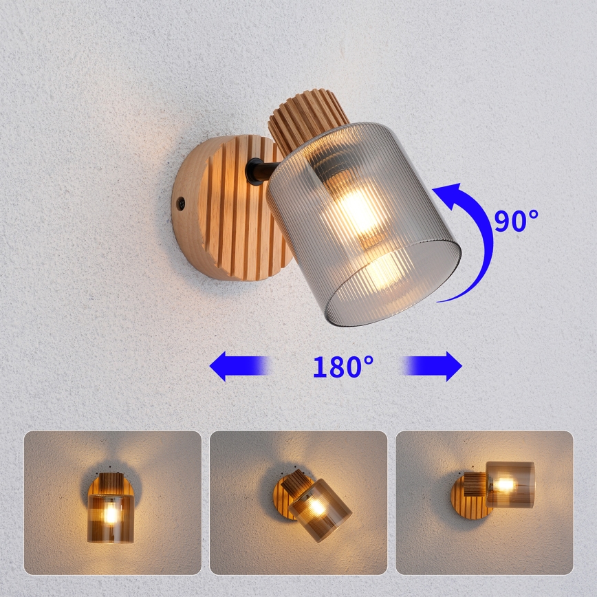 Brilagi - Seinäkohdevalaisin HYGGE 1xE14/15W/230V kumipuu/savunharmaa