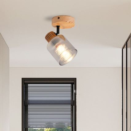 Brilagi - Seinäkohdevalaisin HYGGE 1xE14/15W/230V kumipuu/savunharmaa