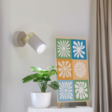 Brilagi - Seinäkohdevalo POKER 1xGU10/25W/230V beige/kulta