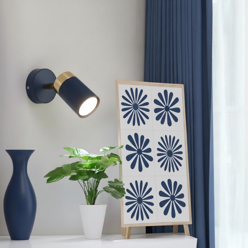 Brilagi - Seinäkohdevalo POKER 1xGU10/25W/230V sininen/kulta