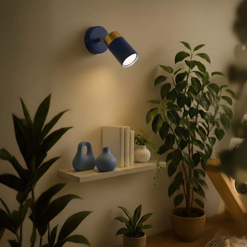 Brilagi - Seinäkohdevalo POKER 1xGU10/25W/230V sininen/kulta