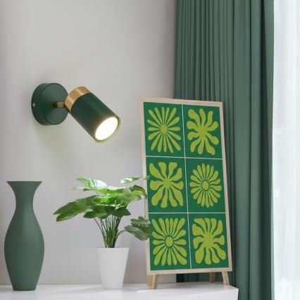 Brilagi - Seinäkohdevalo POKER 1xGU10/25W/230V vihreä/kulta