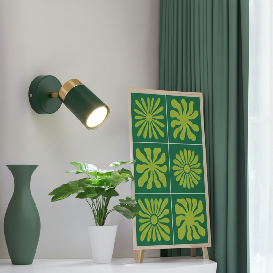 Brilagi - Seinäkohdevalo POKER 1xGU10/25W/230V vihreä/kulta