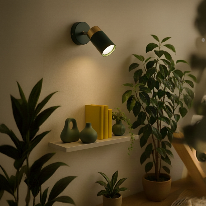 Brilagi - Seinäkohdevalo POKER 1xGU10/25W/230V vihreä/kulta