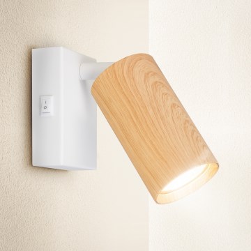 Brilagi - Seinäkohdevalo SELE 1xGU10/30W/230V valkoinen/tammi sisustus