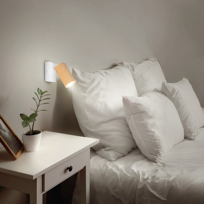 Brilagi - Seinäkohdevalo SELE 1xGU10/30W/230V valkoinen/tammi sisustus