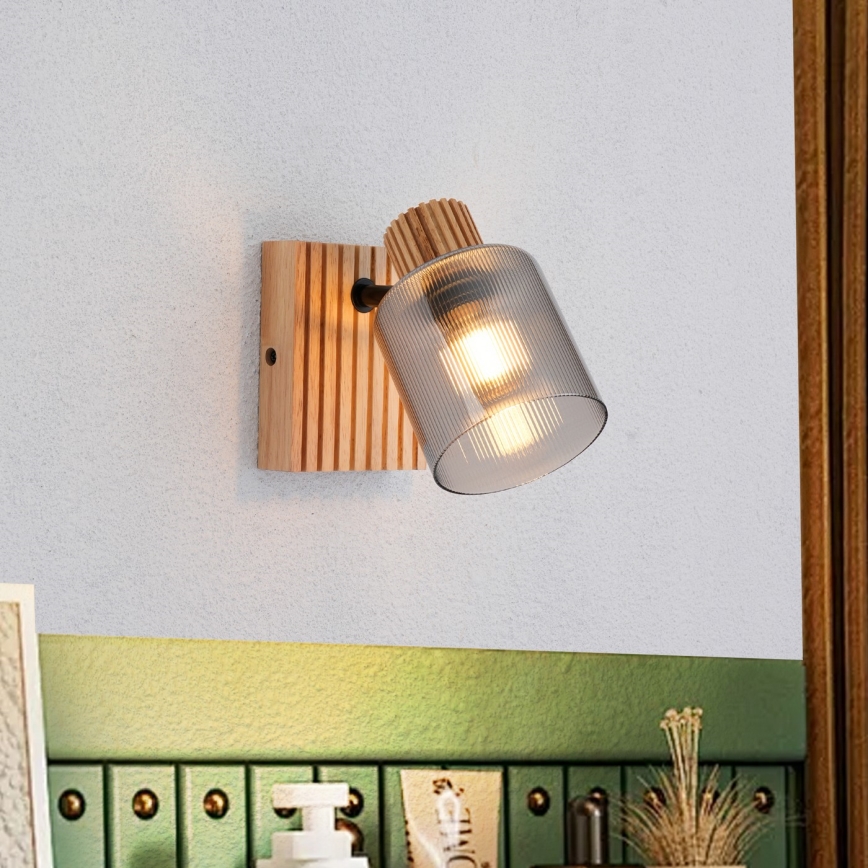 Brilagi - Seinäspotti HYGGE 1xE14/15W/230V puu/savunharmaa