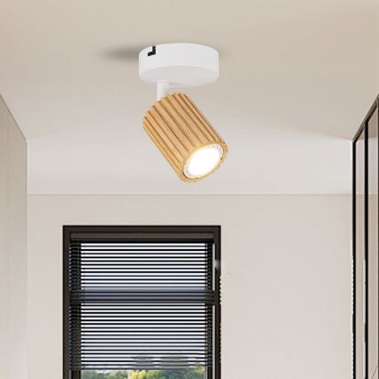 Brilagi - Seinäspotti MODERN WOOD 1xGU10/8W/230V puu/valkoinen