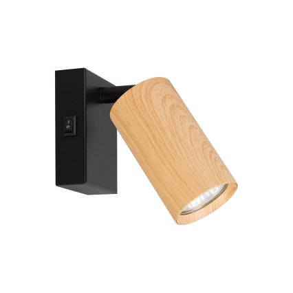 BRILAGI - SELE seinäspotti kytkimellä 1xGU10/30W/230V musta/tammi-dekori