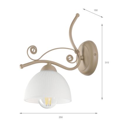 Brilagi - Seinävalaisin ANTICO MODERN 1xE27/60W/230V beige