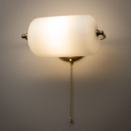 Brilagi - Seinävalaisin BANK OFFICE 1xE27/60W/230V messinki/valkoinen