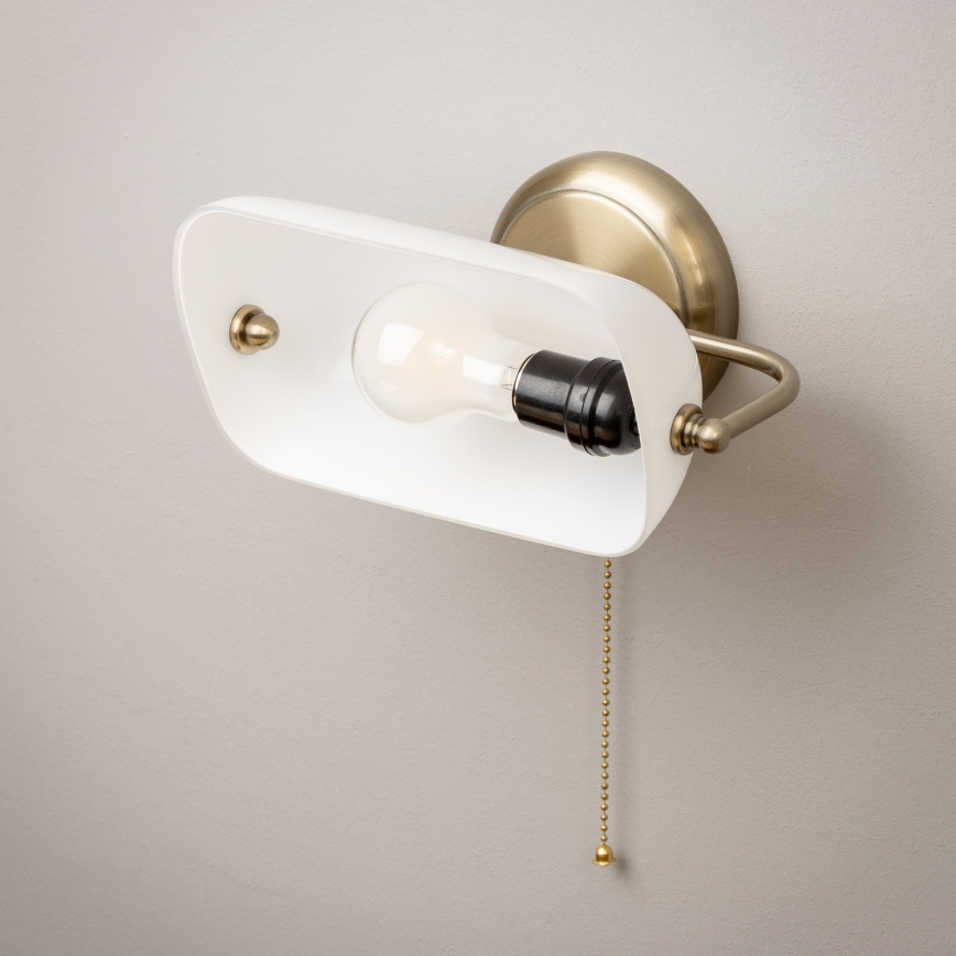 Brilagi - Seinävalaisin BANK OFFICE 1xE27/60W/230V messinki/valkoinen