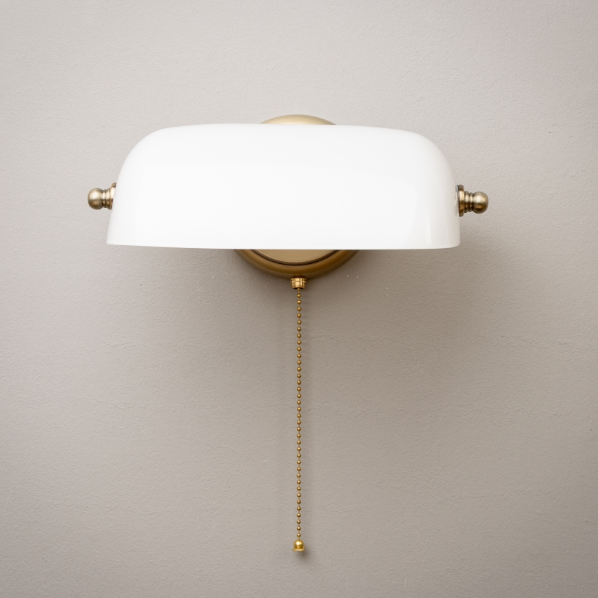 Brilagi - Seinävalaisin BANK OFFICE 1xE27/60W/230V messinki/valkoinen