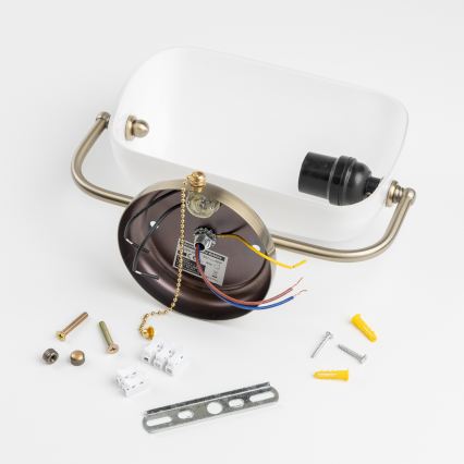 Brilagi - Seinävalaisin BANK OFFICE 1xE27/60W/230V messinki/valkoinen