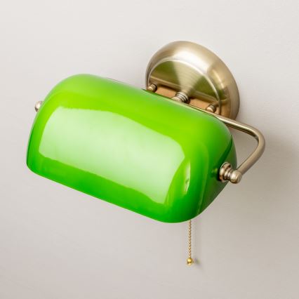 Brilagi - Seinävalaisin BANK OFFICE 1xE27/60W/230V messinki/vihreä